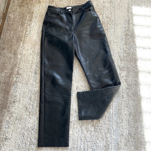 Aritzia Wilfred Black Vegan Faux Leather Pants The Melina High Waist: 8 - Picture 1 of 11